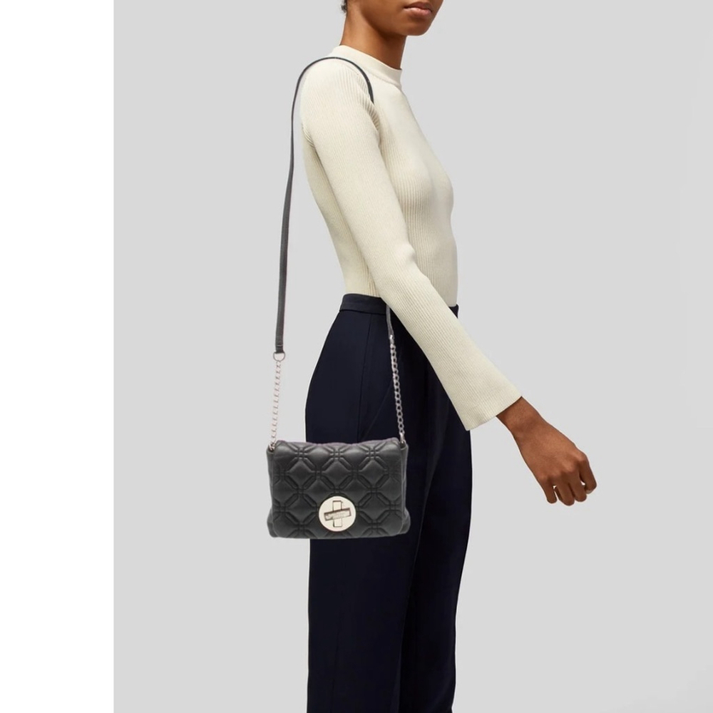 Kate Spade Astor Court Naomi Quilted Crossbody Bag chain purse black leather